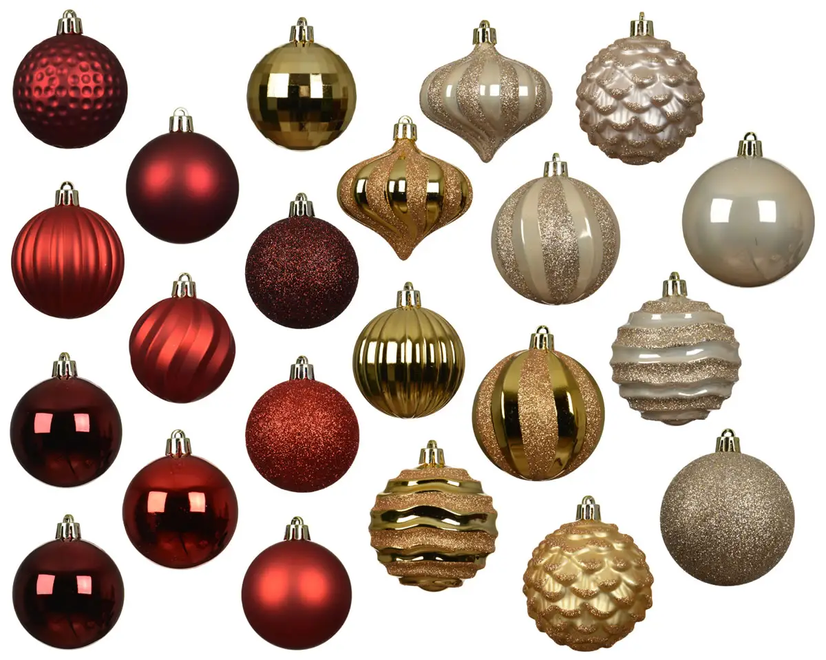 Kerstballen set rood goud parel (30 stuks)