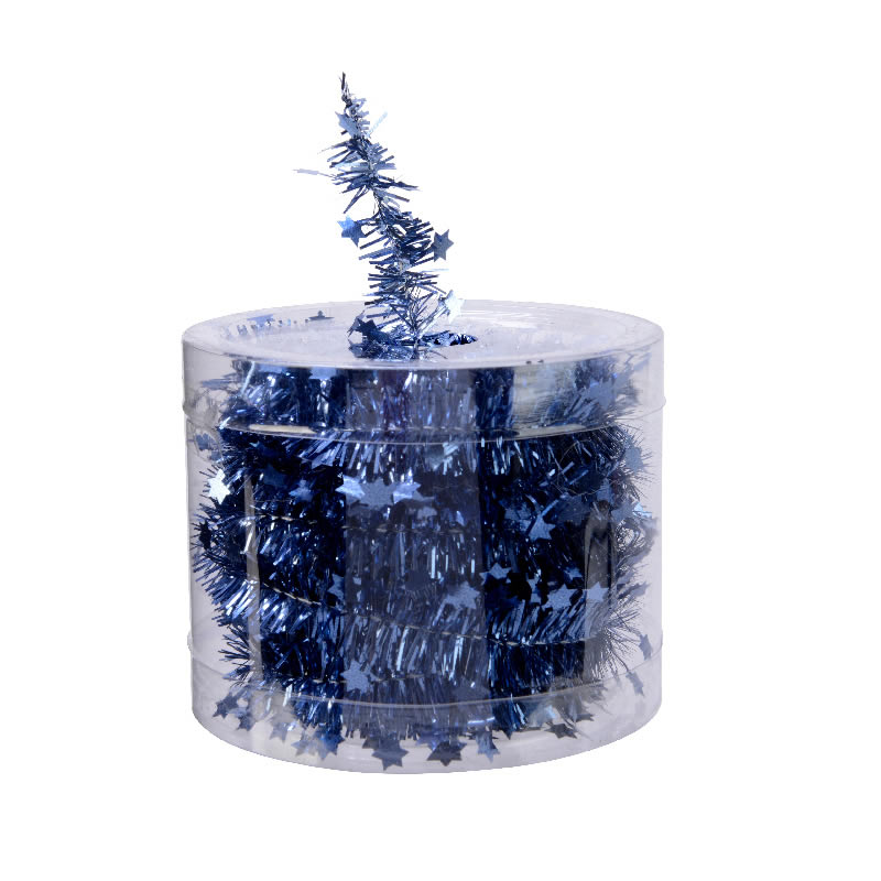 Kerstslinger met sterren nachtblauw 3,5 cm (7 meter)