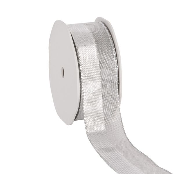 Cadeaulint lurex shiny trace zilver 38 mm (20 meter)