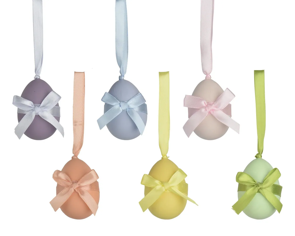 Paaseieren pastel met strik 6 cm (6 stuks) Paaseieren pastel met strik 6 cm (6 stuks)