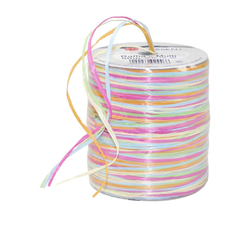 Raffia multicolour regenboog (50 meter)