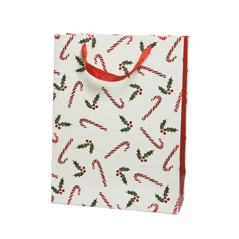 Kersttassen candy cane wit 30 x 12 x 42 cm (6 stuks)