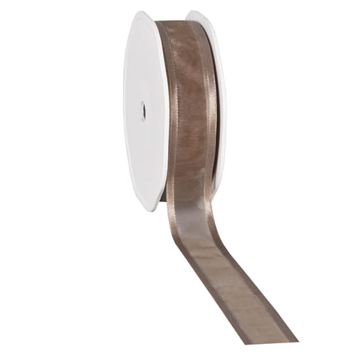 Organza satin edge taupe 25 mm (25 meter)