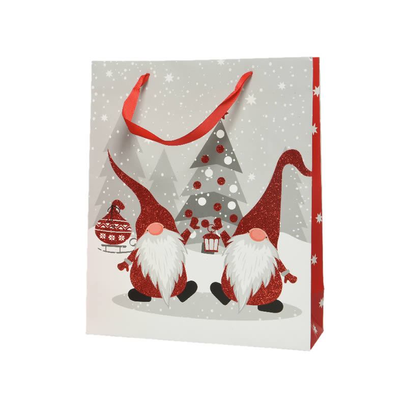 Kersttassen gnomes met kerstboom 18 x 8 x 24 cm (6 stuks)