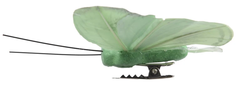 Decoratie vlinder op clip groen 9,5 cm (3 stuks)