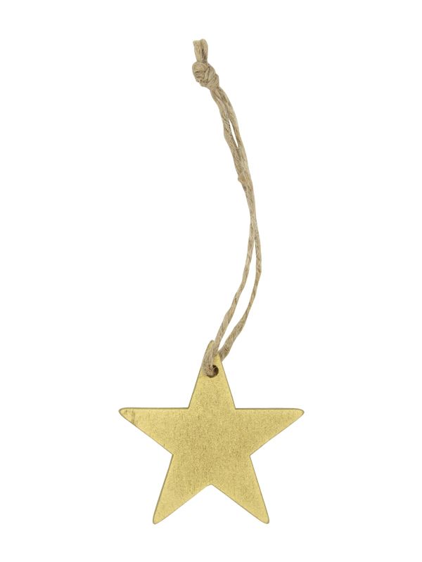 Houten hanger kerstster goud 5 cm (24 stuks)