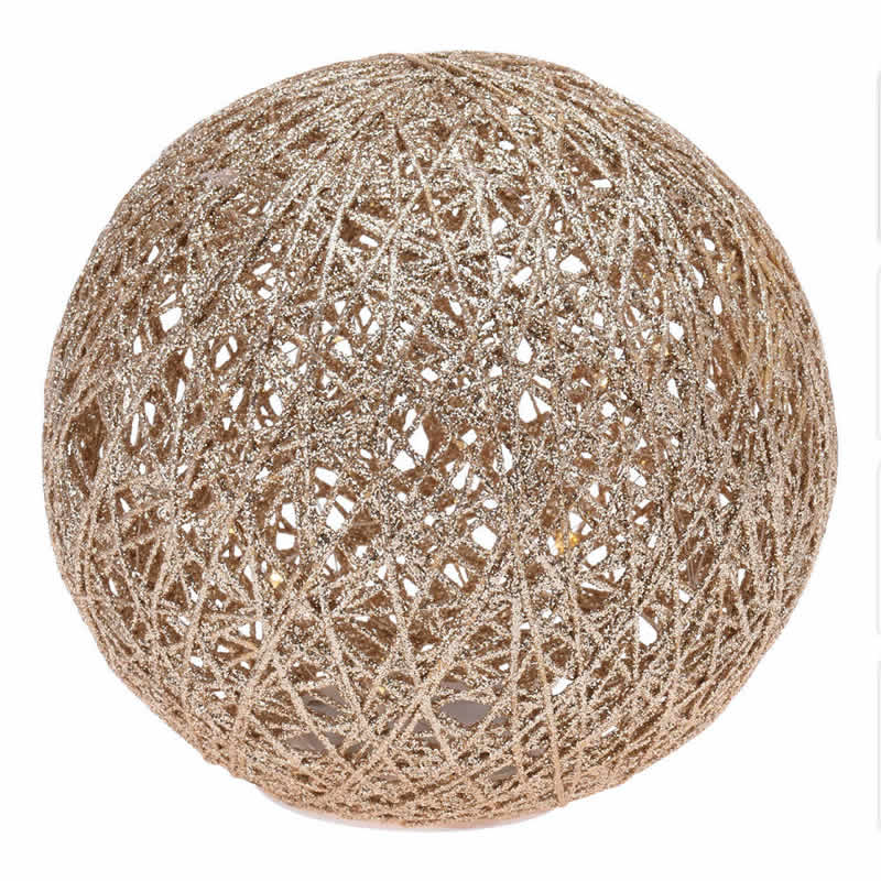 Deco bol glitter goud met LED lampjes 20 cm (1 stuk)