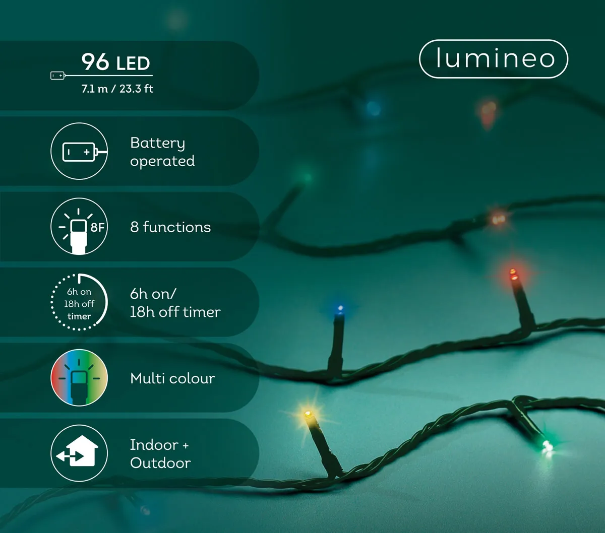 Kerstverlichting multicolor 96 LED (7,1 meter) Kerstverlichting multicolor 96 LED (7,1 meter)