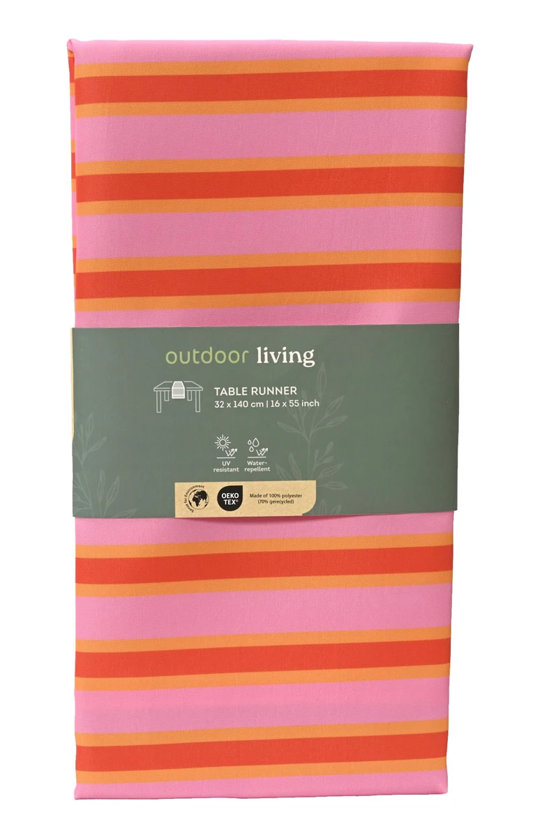 Tafelloper strepen roze 32 cm (1,4 meter)