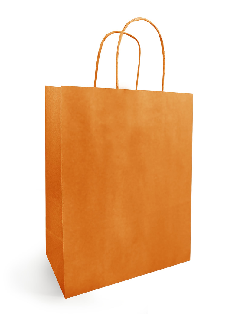Papieren draagtassen oranje 23 x 12 x 30 cm (50 stuks)