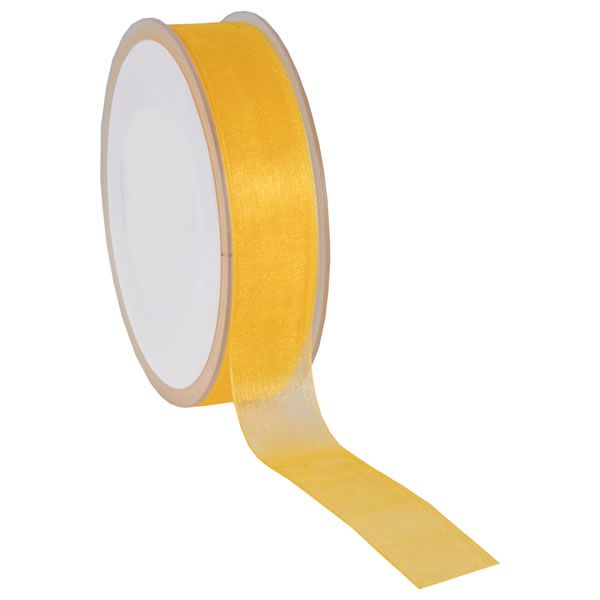 Organza lint geel 25 mm (50 meter)