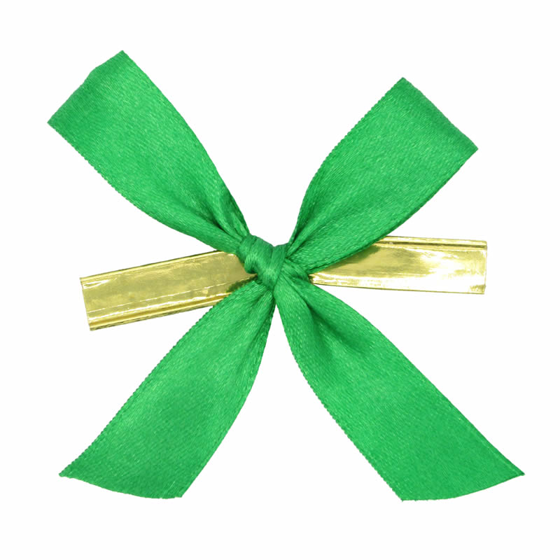 Satijnen strikje met clip groen 6 x 6 cm (50 stuks)