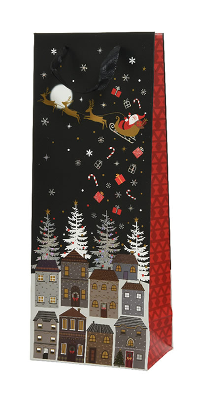Wijnflestassen Christmas village 12 x 10 x 36 cm (6 stuks)