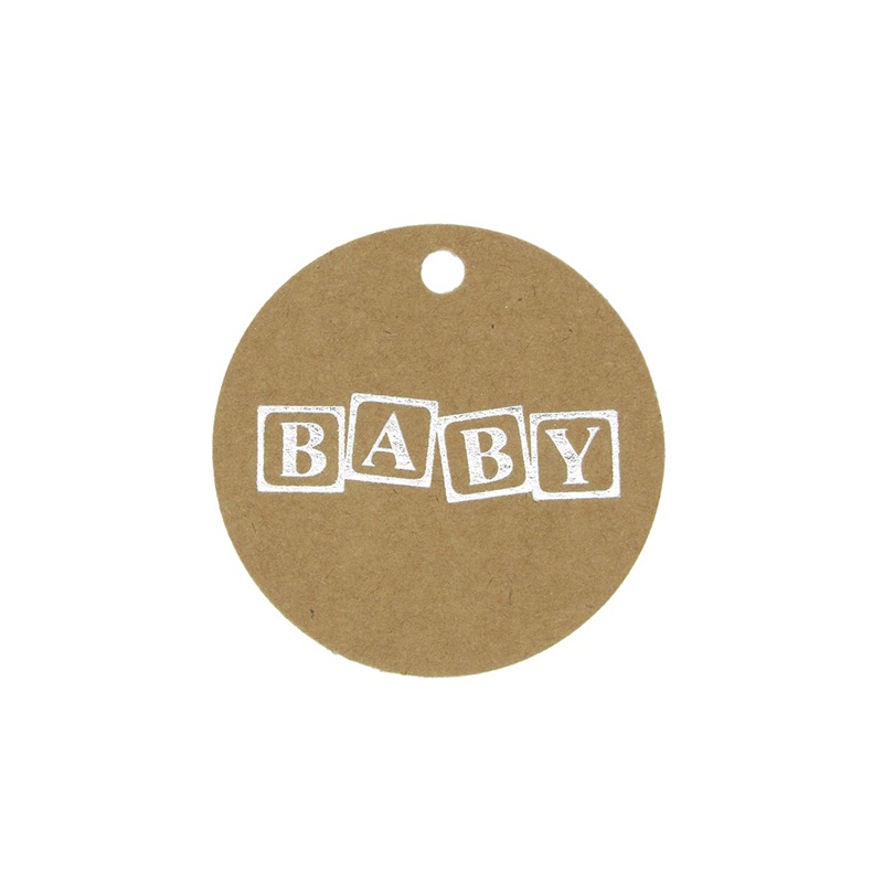 Cadeaukaartje baby blokken zilver 5 cm (50 stuks)