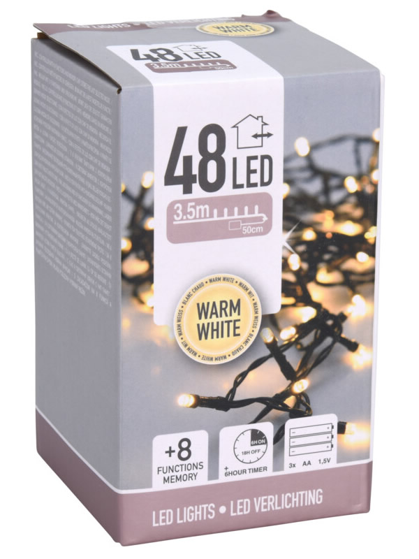 Kerstverlichting buiten warm wit 48 LED (3,5 meter) 