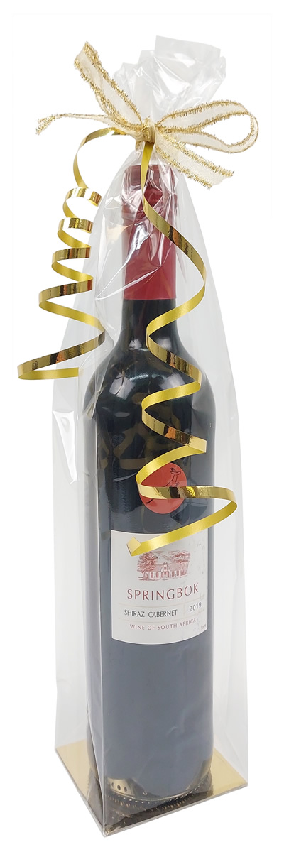 Wijnfleszak transparant met bodemkarton 9 x 8 x 37 cm (100 stuks)