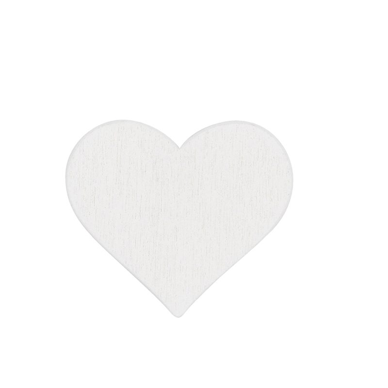 Houten plakdecoratie hart wit 4 cm (50 stuks)