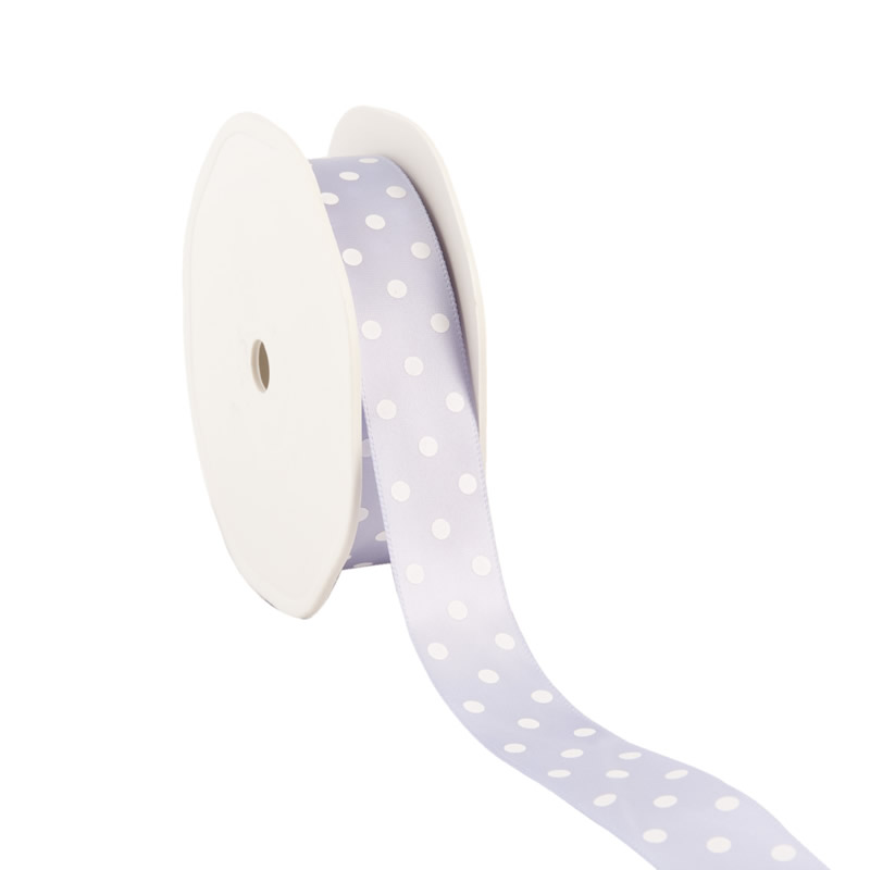 Satijnlint stippen lila 23 mm (20 meter)