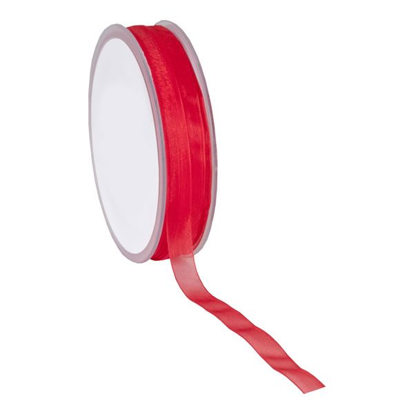 Organza lint rood 10 mm (50 meter)