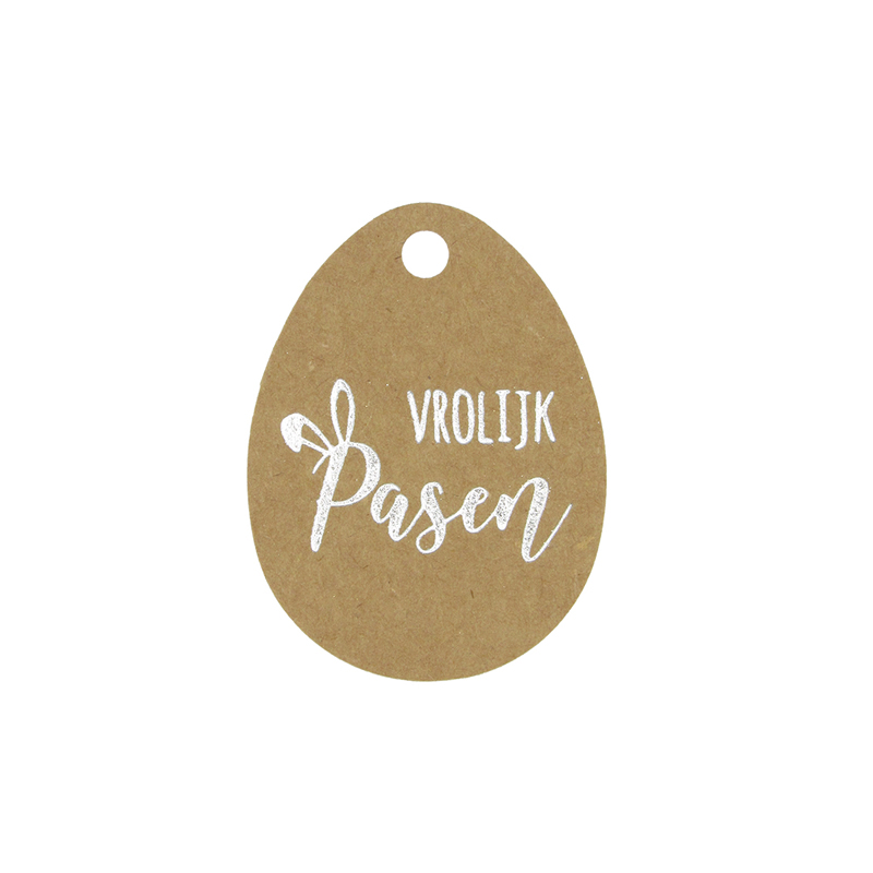 Cadeaukaartje vrolijk Pasen zilver 5 cm (50 stuks)