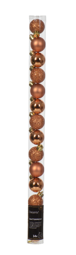 Kerstballen koper 3 cm assorti (14 stuks)