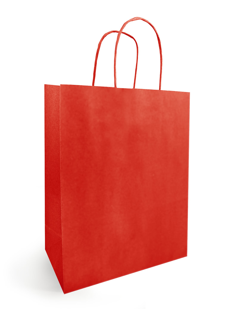 Papieren draagtassen rood 23 x 12 x 30 cm (50 stuks)