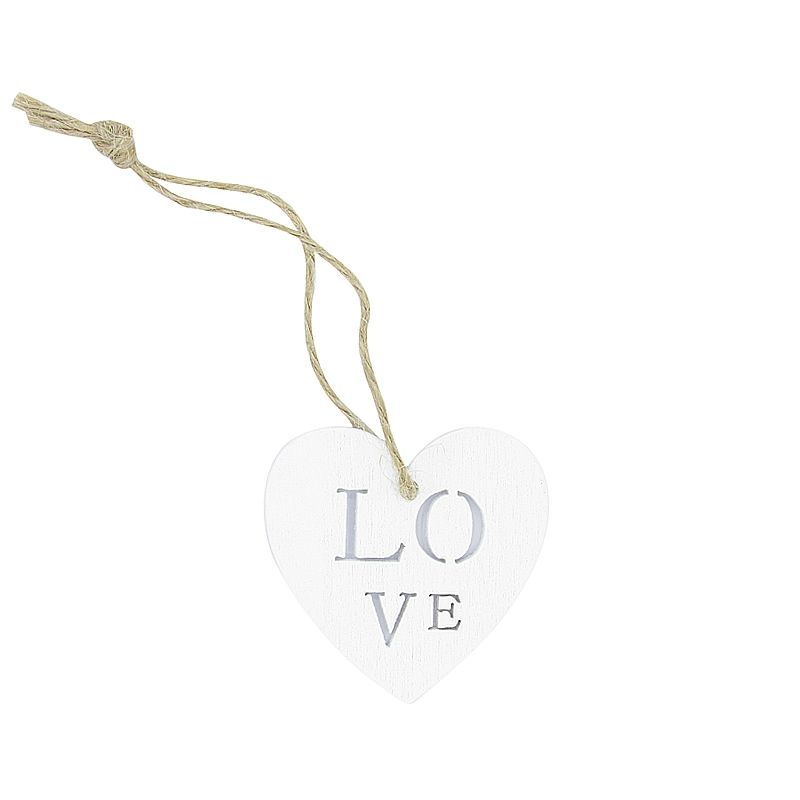 Houten hanger LOVE met touwtje 5 cm (24 stuks)