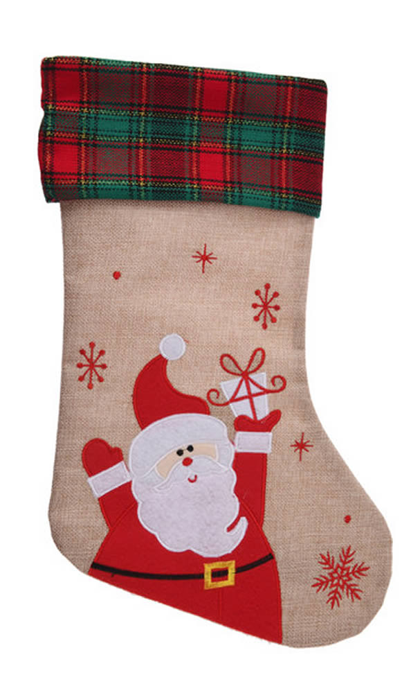 Kerstsokken jute 42 cm (set 3 stuks)