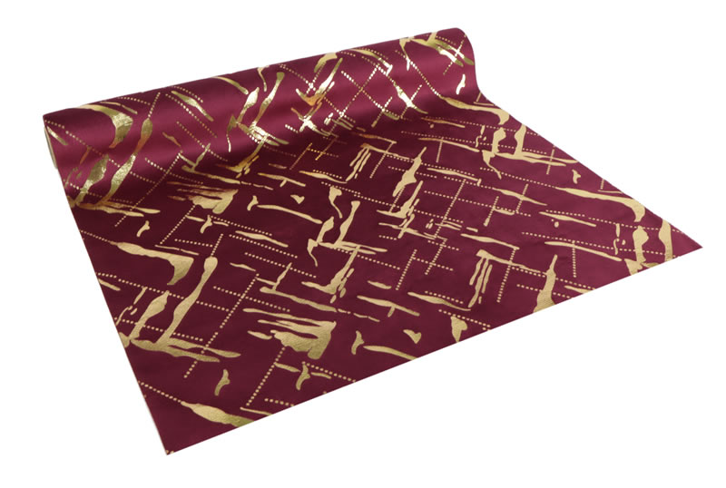 Tafelloper velvet abstract bordeaux 35 cm (2 meter)