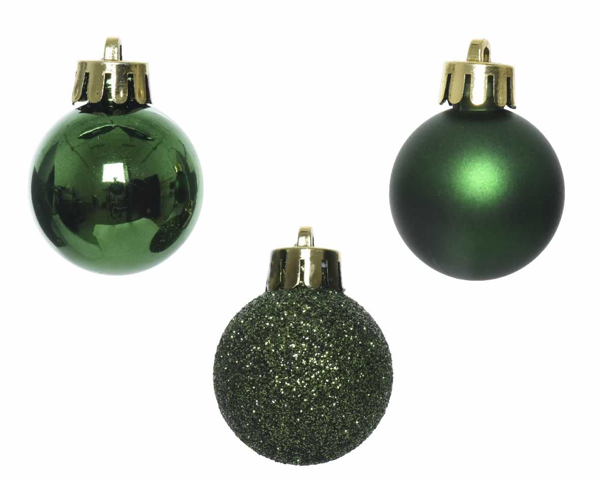 Kerstballen dennengroen 3 cm assorti (14 stuks)