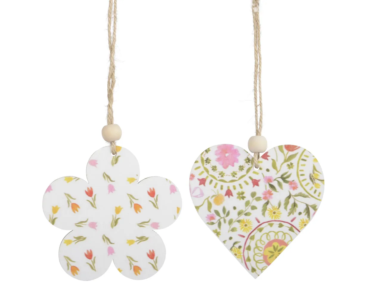 Houten hanger hart en bloem 7 cm (16 stuks) Houten hanger hart en bloem 7 cm (16 stuks)