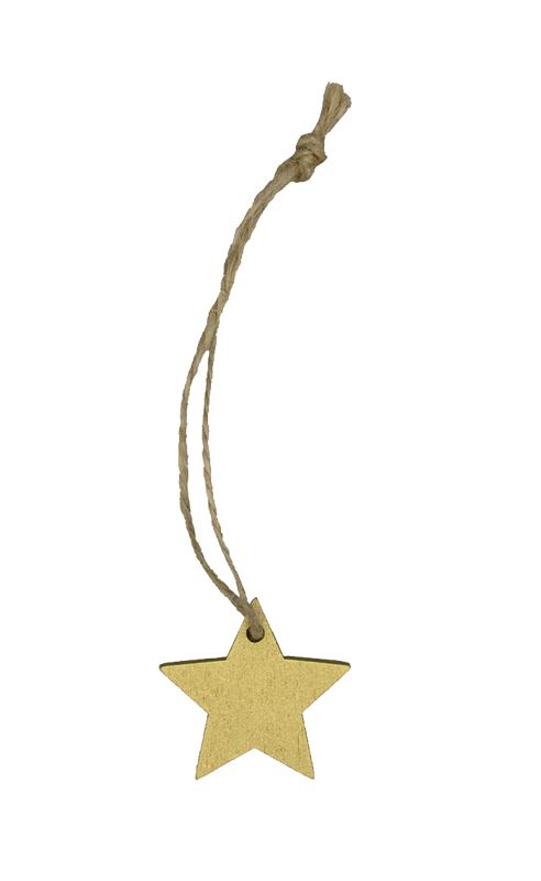 Houten hanger ster goud 3,5 cm (36 stuks)
