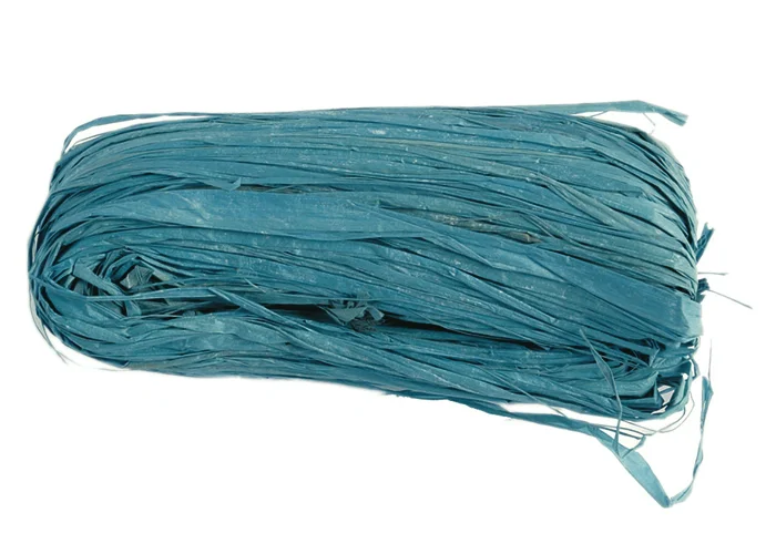 Natuurlijke raffia blauw gebundeld (50 gram)