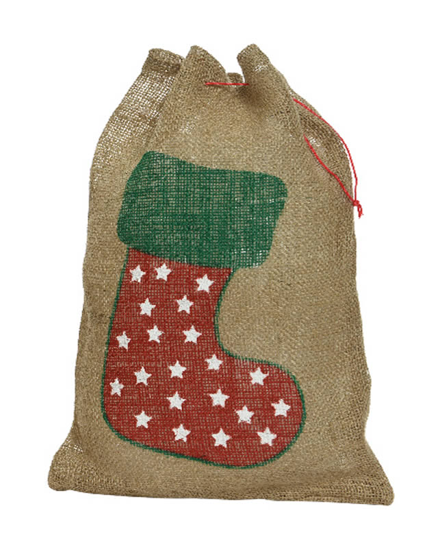 Jute zak kerst 50 x 35 cm (set van 4 stuks)