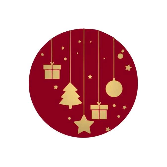 Kerst stickers bordeaux goud Ø 39 mm (250 stuks) Kerst stickers bordeaux goud Ø 39 mm (250 stuks)