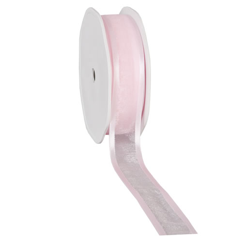 Organza satin edge roze 25 mm (25 meter)