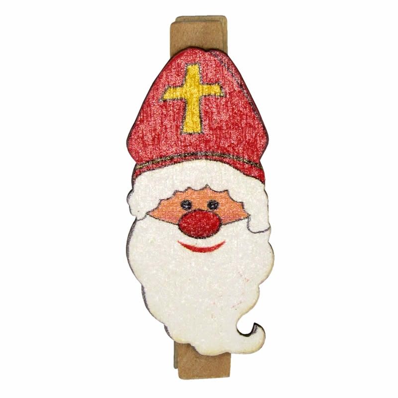 Houten knijper met Sinterklaas 3,5 cm (36 stuks)