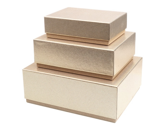 Geschenkdozen grid kraft goud (set van 3)