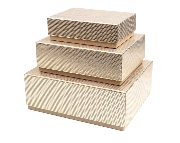 Geschenkdozen grid kraft goud (set van 3)