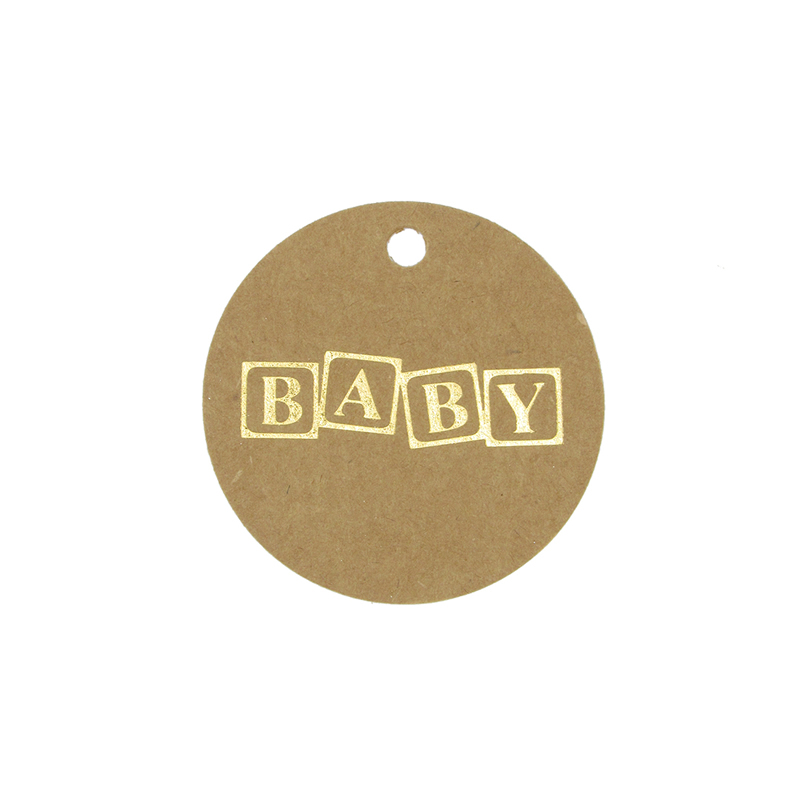 Cadeaukaartje baby blokken goud 5 cm (50 stuks)