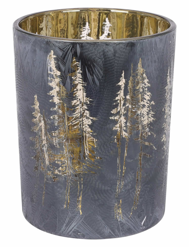 Waxinelichthouder frosted forest blauw 12 cm (1 stuk) 