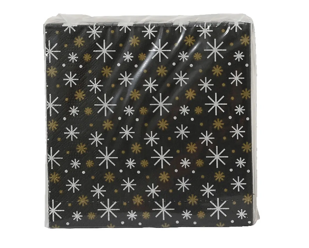 Servetten sneeuwvlok zwart 16,5 x 16,5 cm (20 stuks)