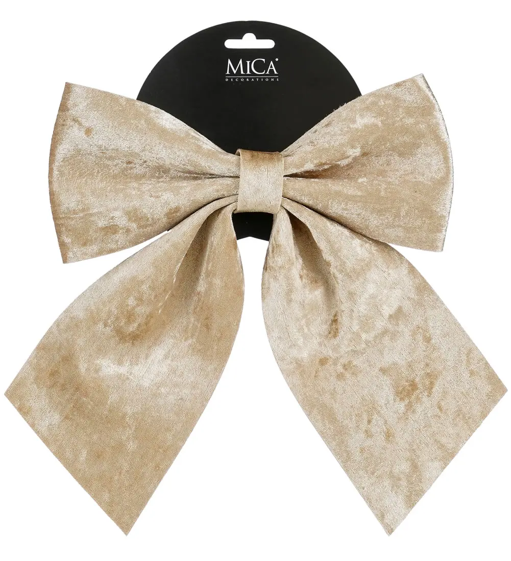 Decoratie strik velvet champagne goud 24 x 28 cm (per stuk)