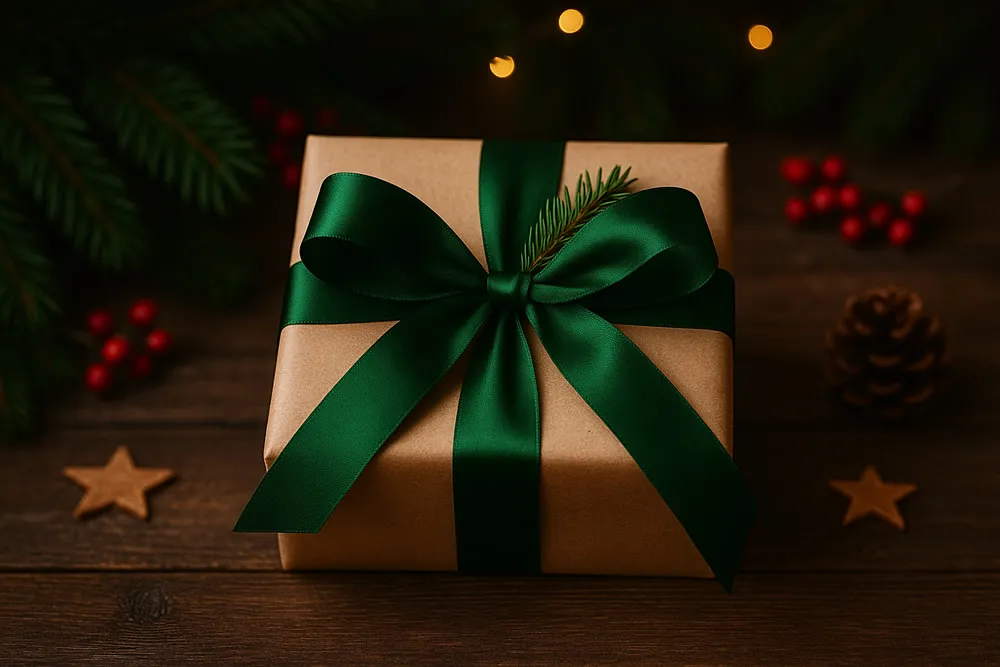 Satijnlint groen cadeautje