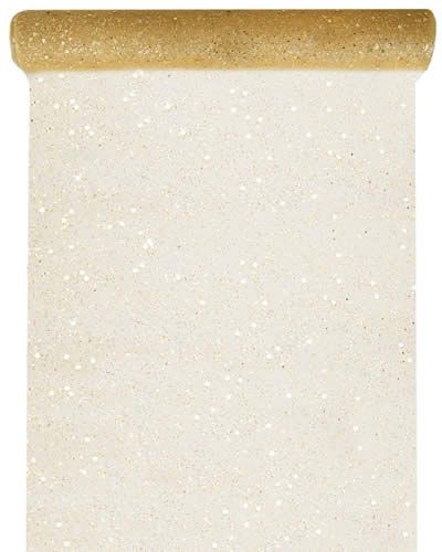 Tafelloper glitter goud 28 cm (5 meter)