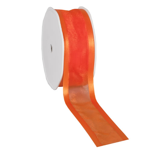 Organza satin edge oranje 38 mm (25 meter)