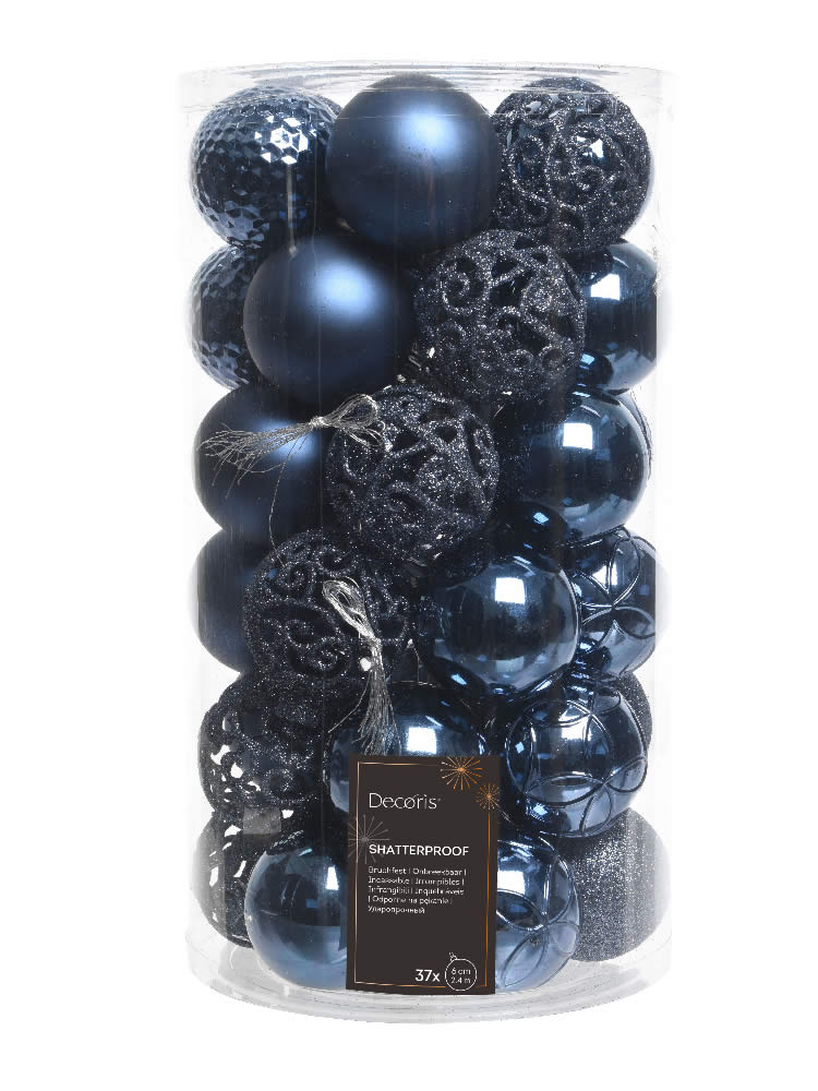 Kerstballen nachtblauw 6 cm assorti (37 stuks)