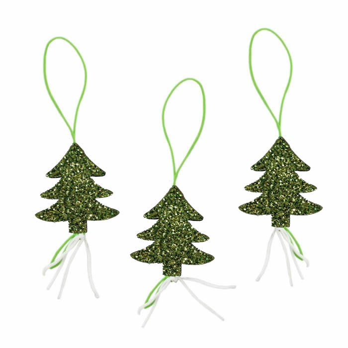 Gelukshanger kerstboom glitter groen (50 stuks)