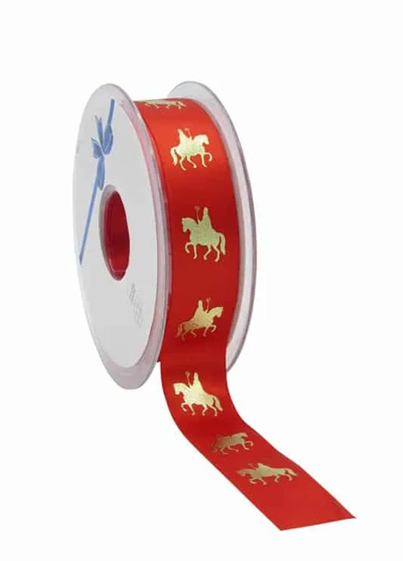 Cadeaulint paard van Sinterklaas rood 23 mm (25 meter)