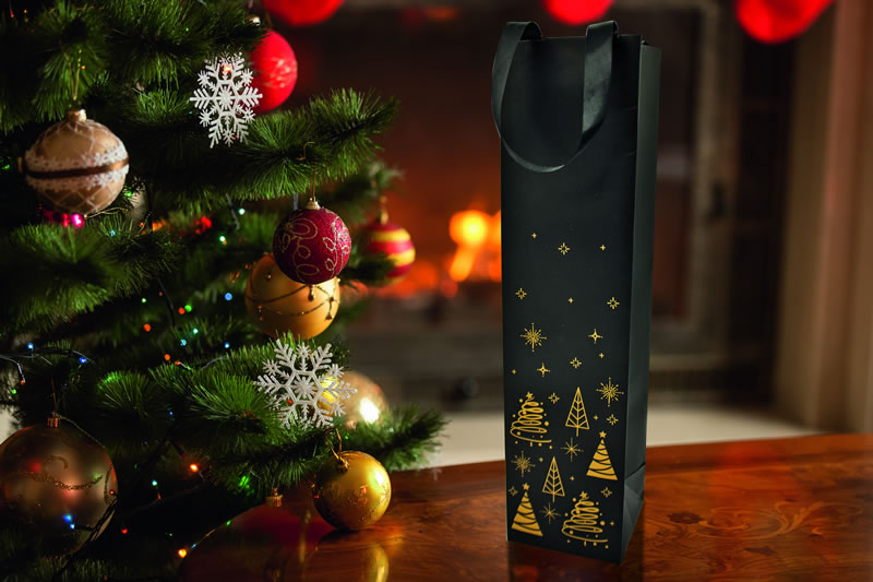 Wijnflestas reveillon zwart goud 1 fles (10 stuks)